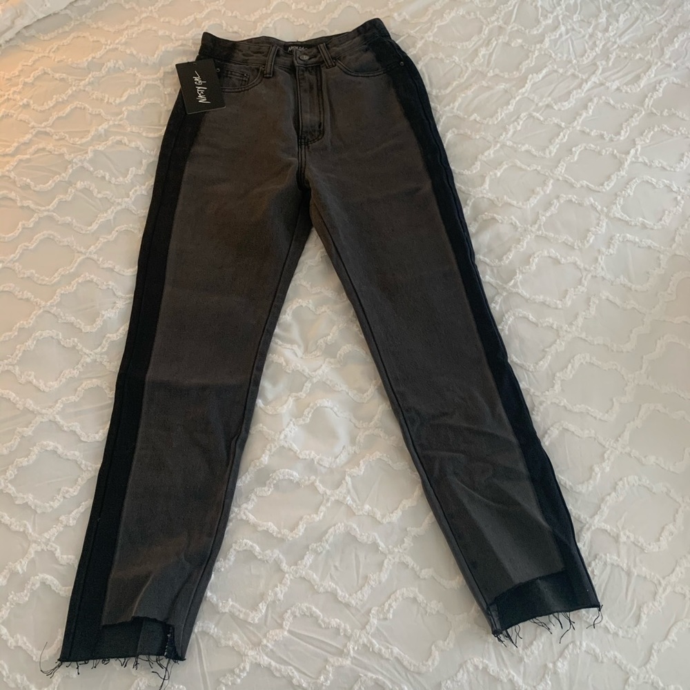 Nasty Gal Black/Grey Mom Jeans